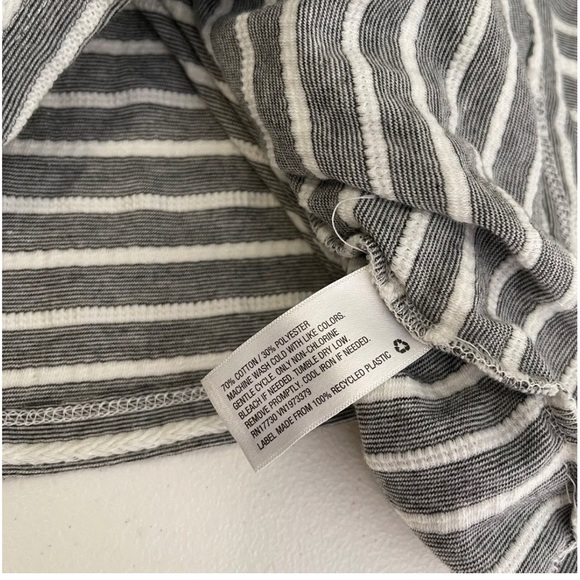 A New Day Women's Small Striped Tie Front Long Sleeve Blouse Shirt Top - Picture 5 of 6